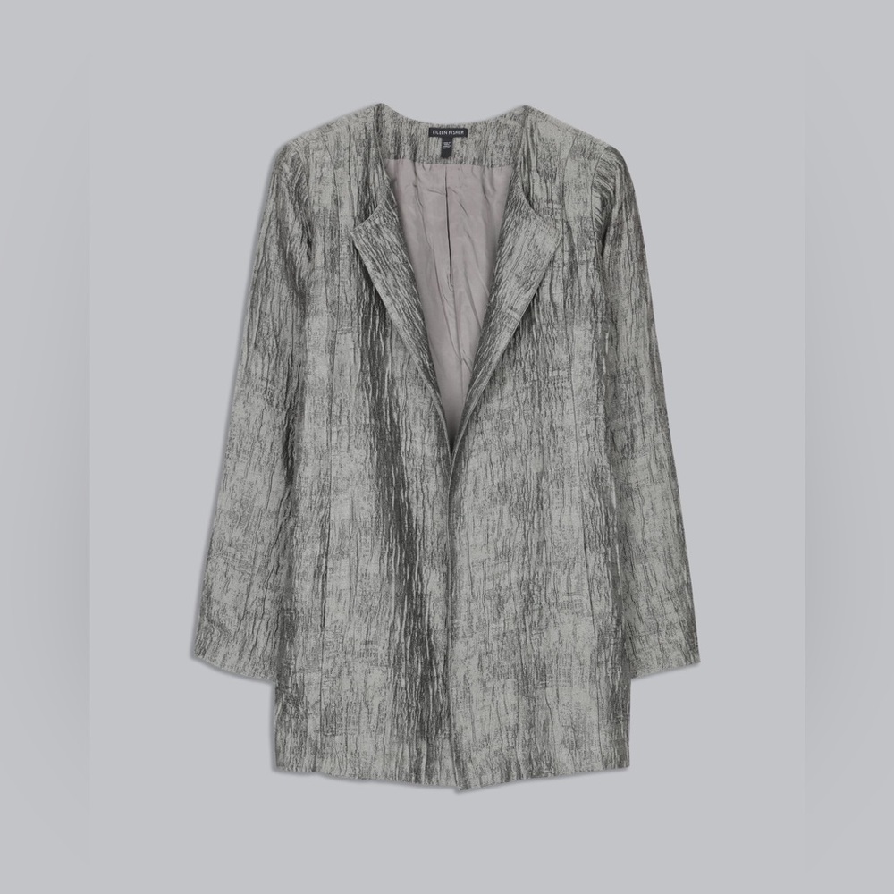 Eileen Fisher L Grey Textured Jacket - a worklife and nightlife classic.